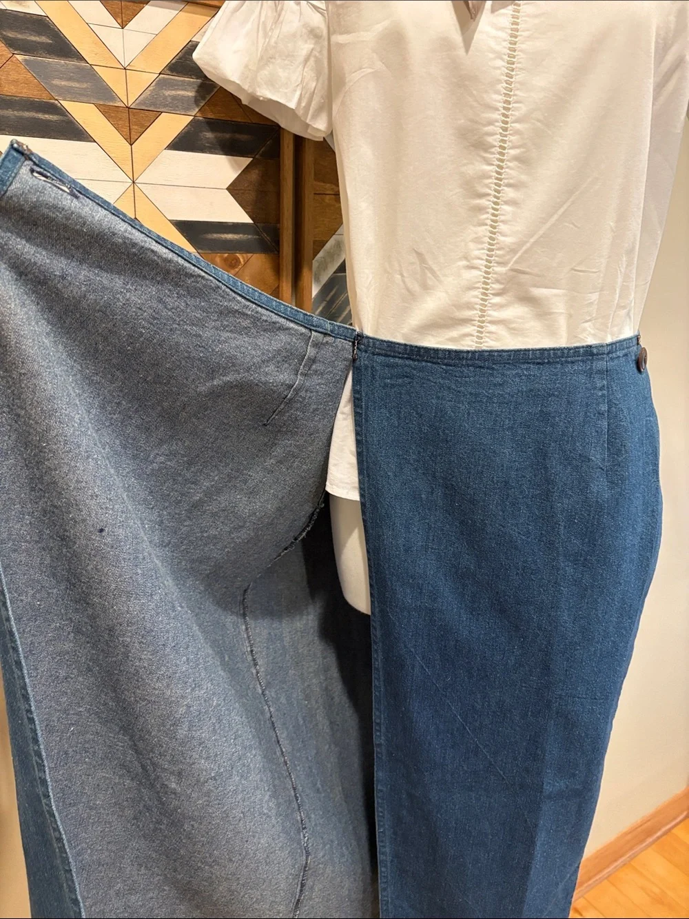 Vintage Ralph Lauren Country Denim Blue Jean Midi Wrap Jean Skirt Medium / Large